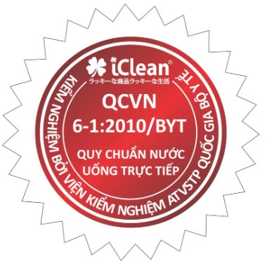 iClean – thương hiệu vì sức khỏe cộng đồng, chất lượng nước được kiểm nghiệm chứng nhận bởi Viện kiểm nghiệm Vệ Sinh An Toàn Thực Phẩm Quốc Gia – Bộ Y Tế