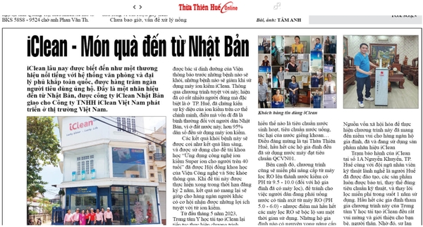 BÁO THỪA THÊN HUẾ – CƠ QUAN NGÔN LUẬN CỦA ĐẢNG ĐÃ ĐƯA TIN VỀ CHƯƠNG TRÌNH CỦA ICLEAN NHẬT BẢN TẠI HUẾ