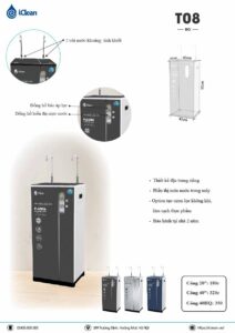 Máy lọc nước 2 vòi khoáng và tinh khiết iClean tủ tráng gương T08